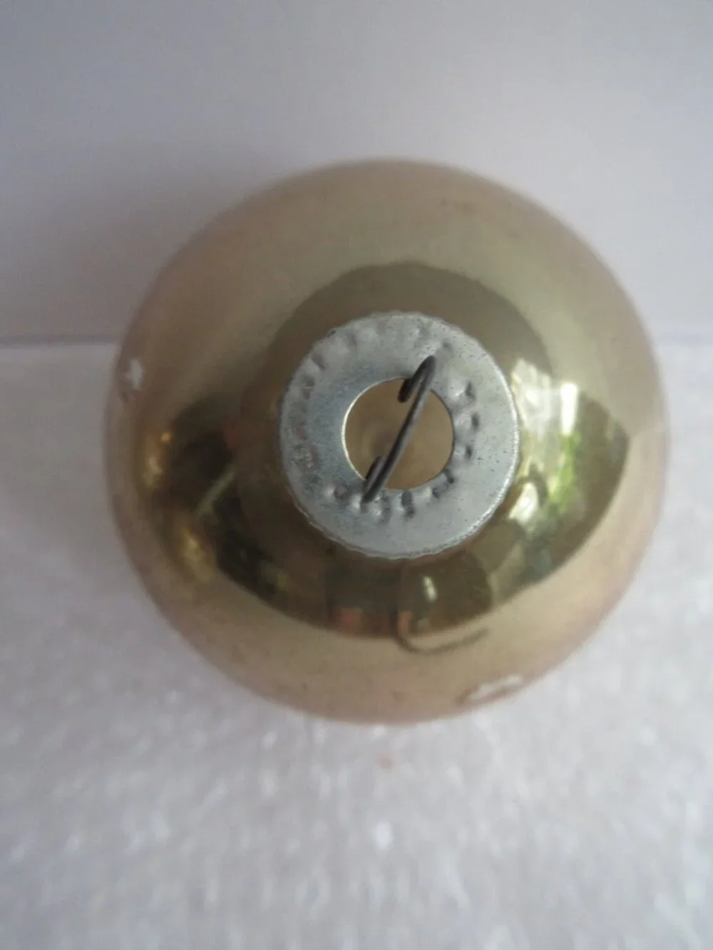 3 Shiny Brite Peace on Earth Stencil Gold Glass Christmas Ball Ornaments Vintage